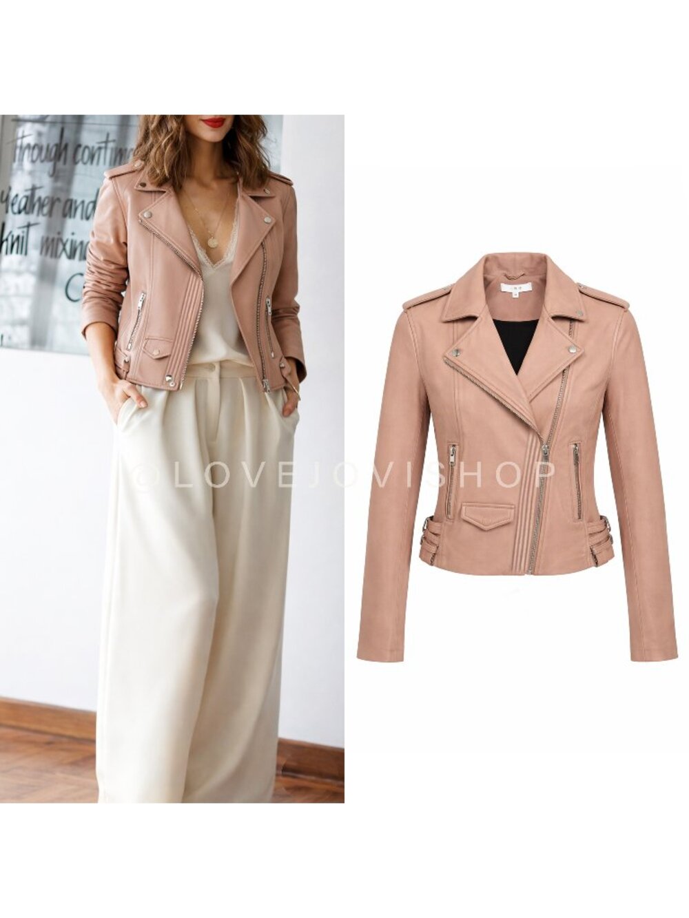 Jacket | IRO for Intermix Blush Leather Moto Jacket | Feminine Luxe Soft | IT 40